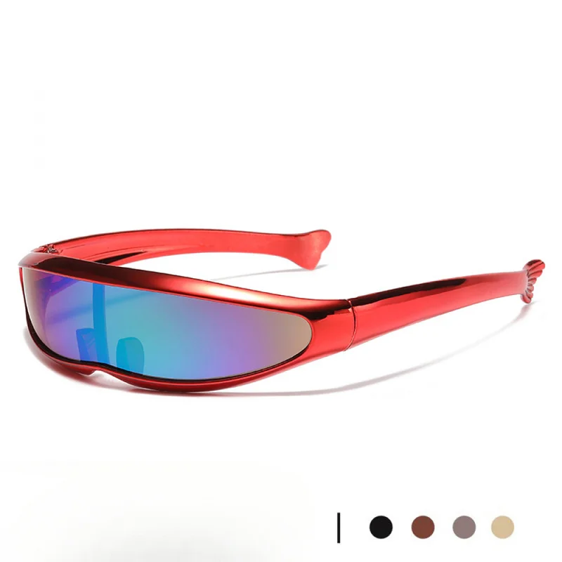 New chrome silver dolphin sunglasses, party and dance glasses, futuristic outdoor sports and cycling sunglasses