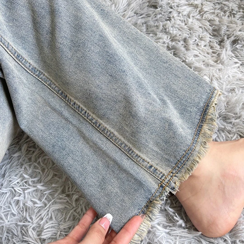 Pantalones vaqueros de pierna ancha de otoño, nuevos pantalones largos para mujer, pantalones de pierna recta Retro, pantalones vaqueros informales versátiles de cintura alta