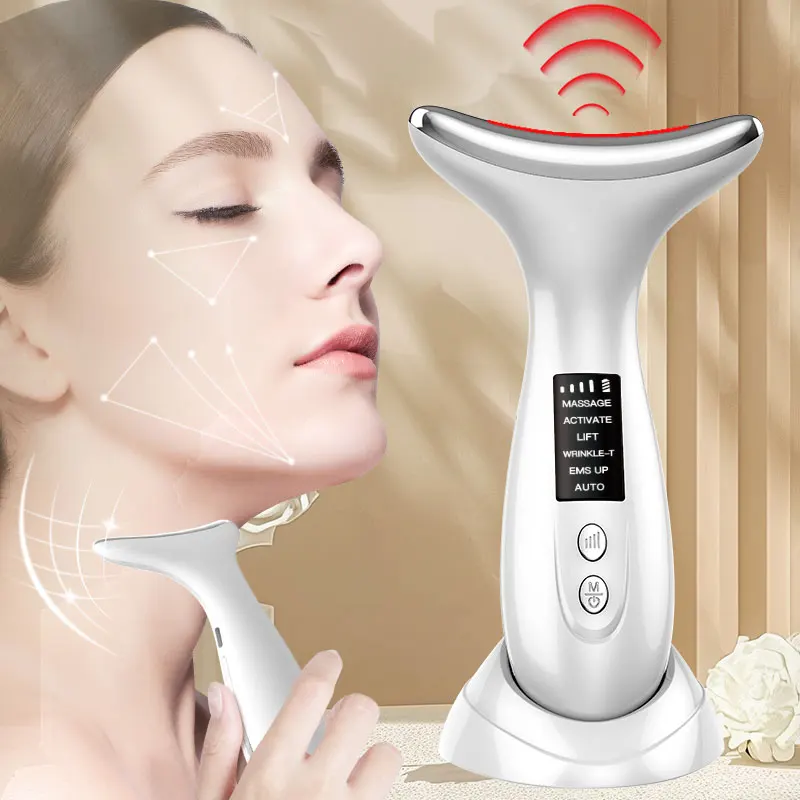 

7 Colors EMS Neck Face Lifting Massager Photon Therapy Skin Tighten Anti Wrinkle Facial Neck Beauty Device Double Chin Remover