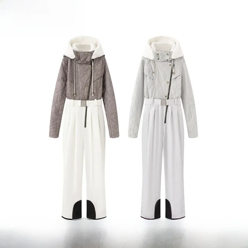 Early Autumn New Women's Double Board Overall Snow Suit Breathable Warmth Waterproof Wearable Commute Straight Leg Long Pants