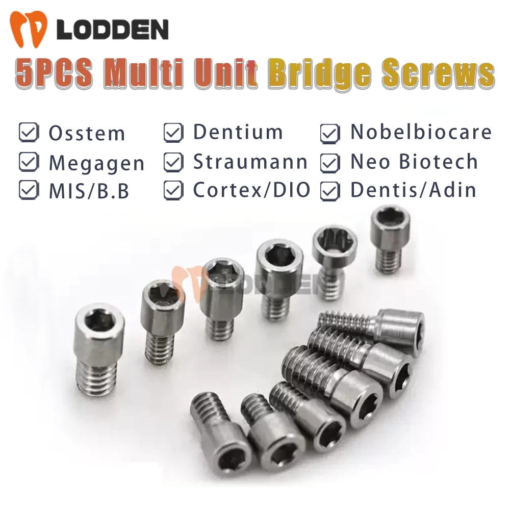 5PCS Dental Bridge Screws Multi Unit Healing Accessories Titanium Materials for Osstem/Megagen/Dentium/ITI/Anthogyr/Neo Biotech