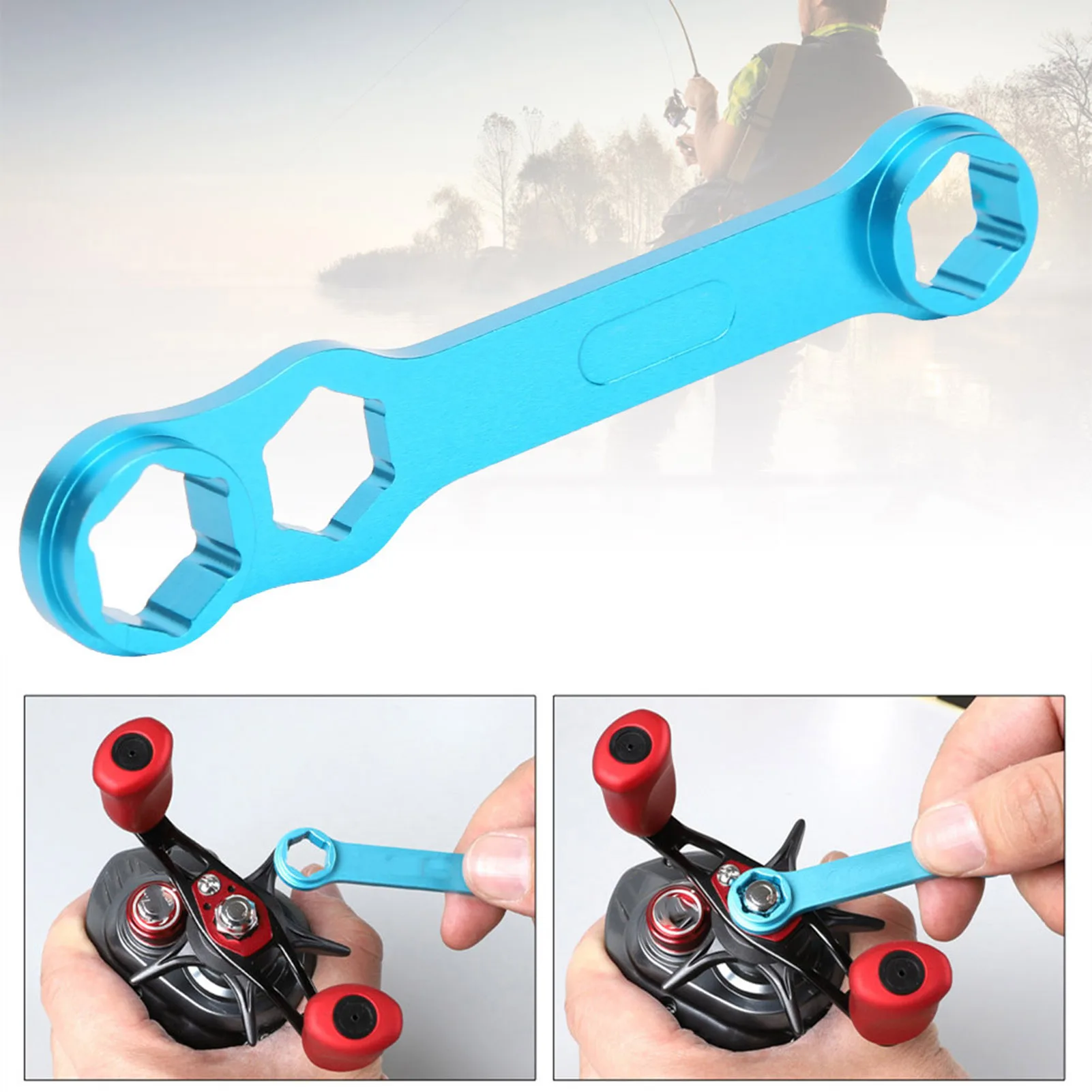 Casting Fishing Reel Wrench Blue Aluminium Alloy Spanner Repairing Maintenance Tool Fishing Reel Maintenance Tool Wrench