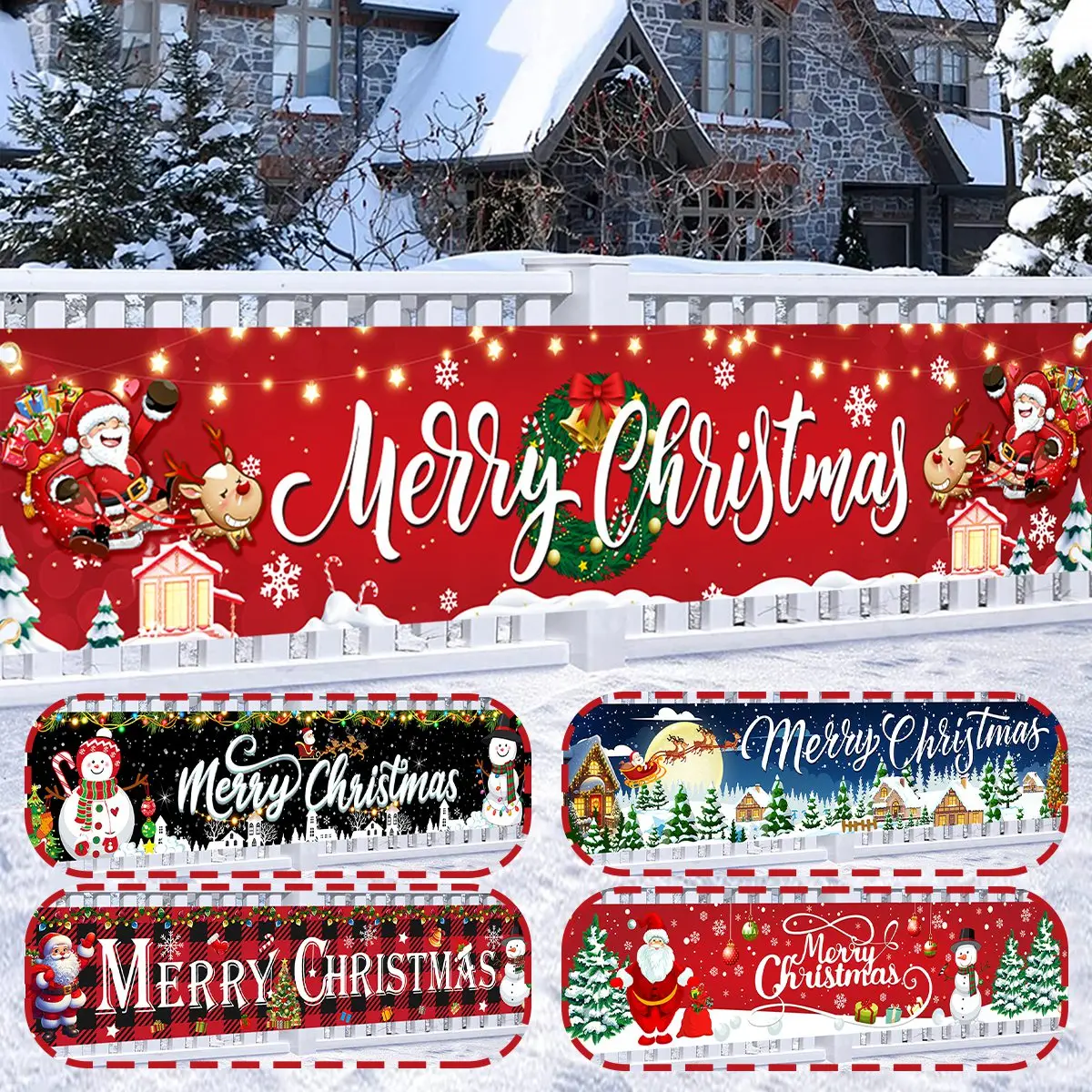 Christmas Outdoor Banner Merry Christmas Decorations For Home 2026 Outdoor Decor Xmas Navidad Noel Natal Happy New Year 2027