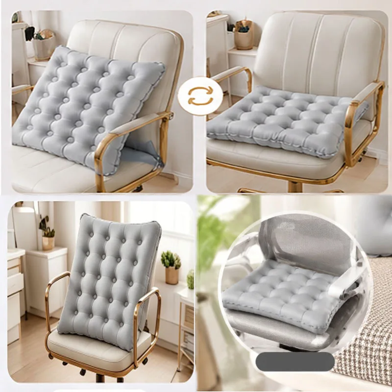Inflatable Lumbar Support Cushion and Seat Pad, 2-in-1 Foldable TPU Air Cushion for Office Chair, Car Seat and Bed, Portable