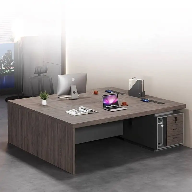 Biurko biurowe z mocnym schowkiem, drewniane, dla menedżera, tanie, nowoczesne, luksusowe, duże, do małych przestrzeni, meble.