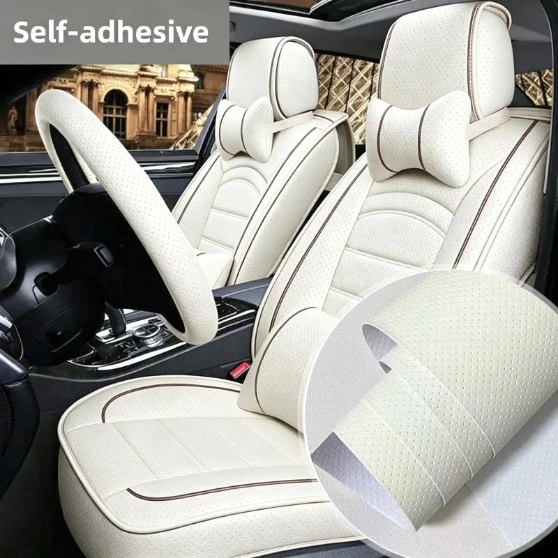 Self-Adhesive Perforated Leather Repair Patch, Breathable Strong Sticky Faux Leather Sheet for Car Seat Sofa Furniture Repair