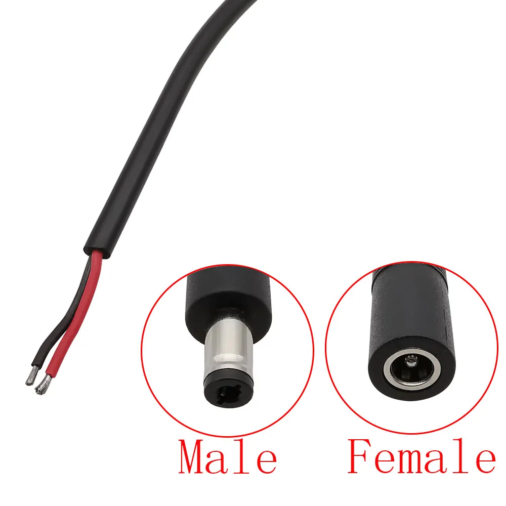 1/2/5Pcs 5.5mm x 2.1mm DC Power Connector DC Male Plug Female Jack 18AWG Cable Wire for 3528 5050 LED CCTV Camera