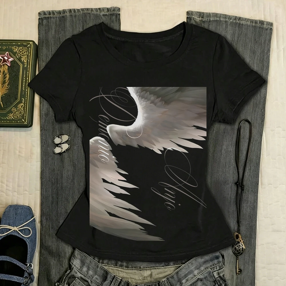 Women's short sleeved T-shirt, where are you cute or Grunge clothes Y2k tops Emo 2000s Y2k tops sexy summer clothes