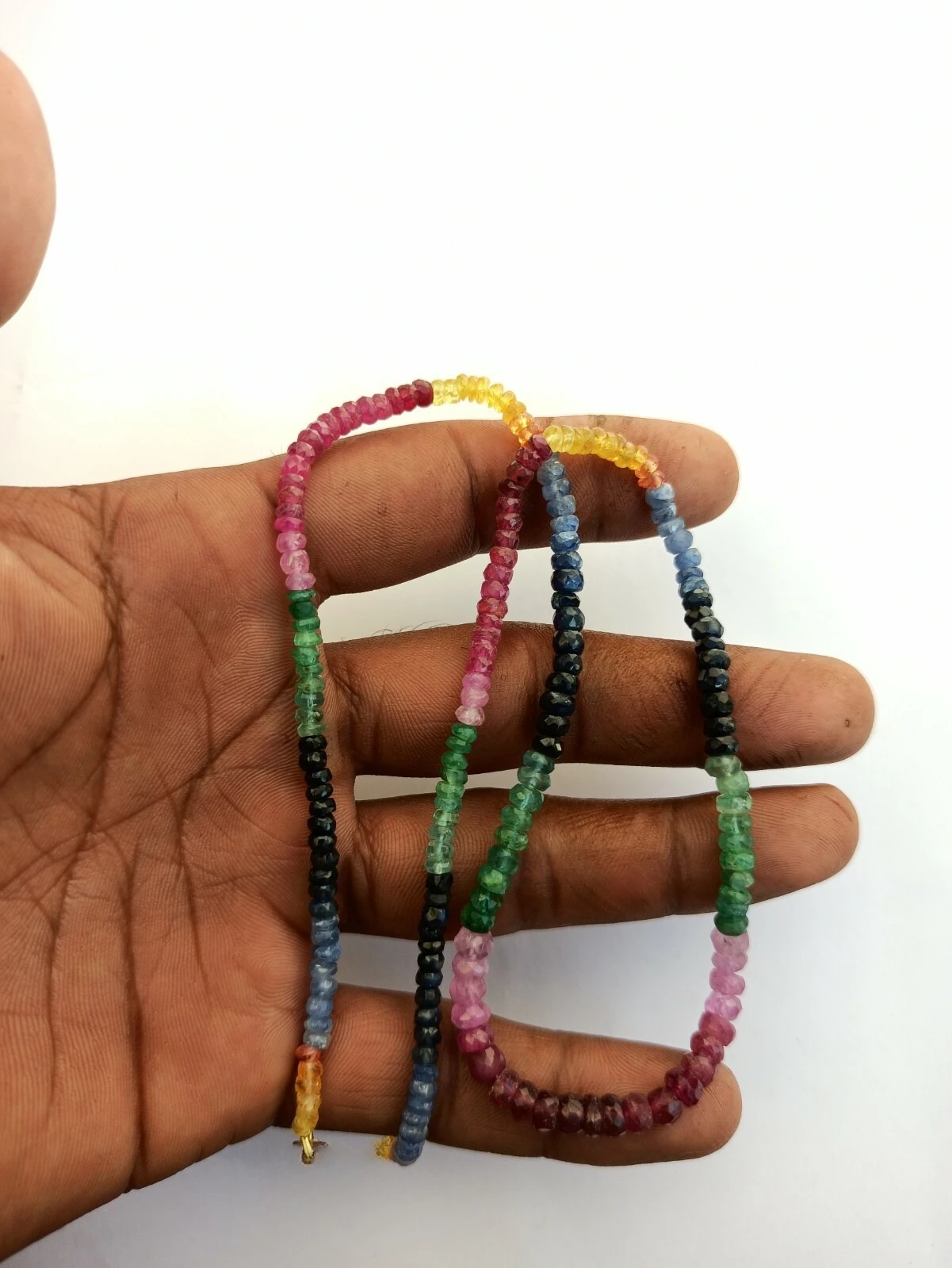 Natural Multi Sapphire Gemstone Faceted Beads 2-4 mm Length 18'' Necklace