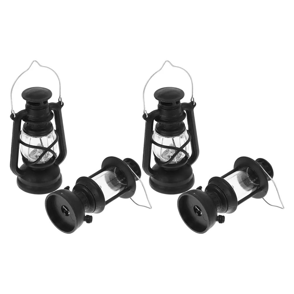 

4pcs Retro Mini Lamps For Dollhouse Lighting Vintage Oil Lanterns Holiday Party Decor Micro Landscape Accessories