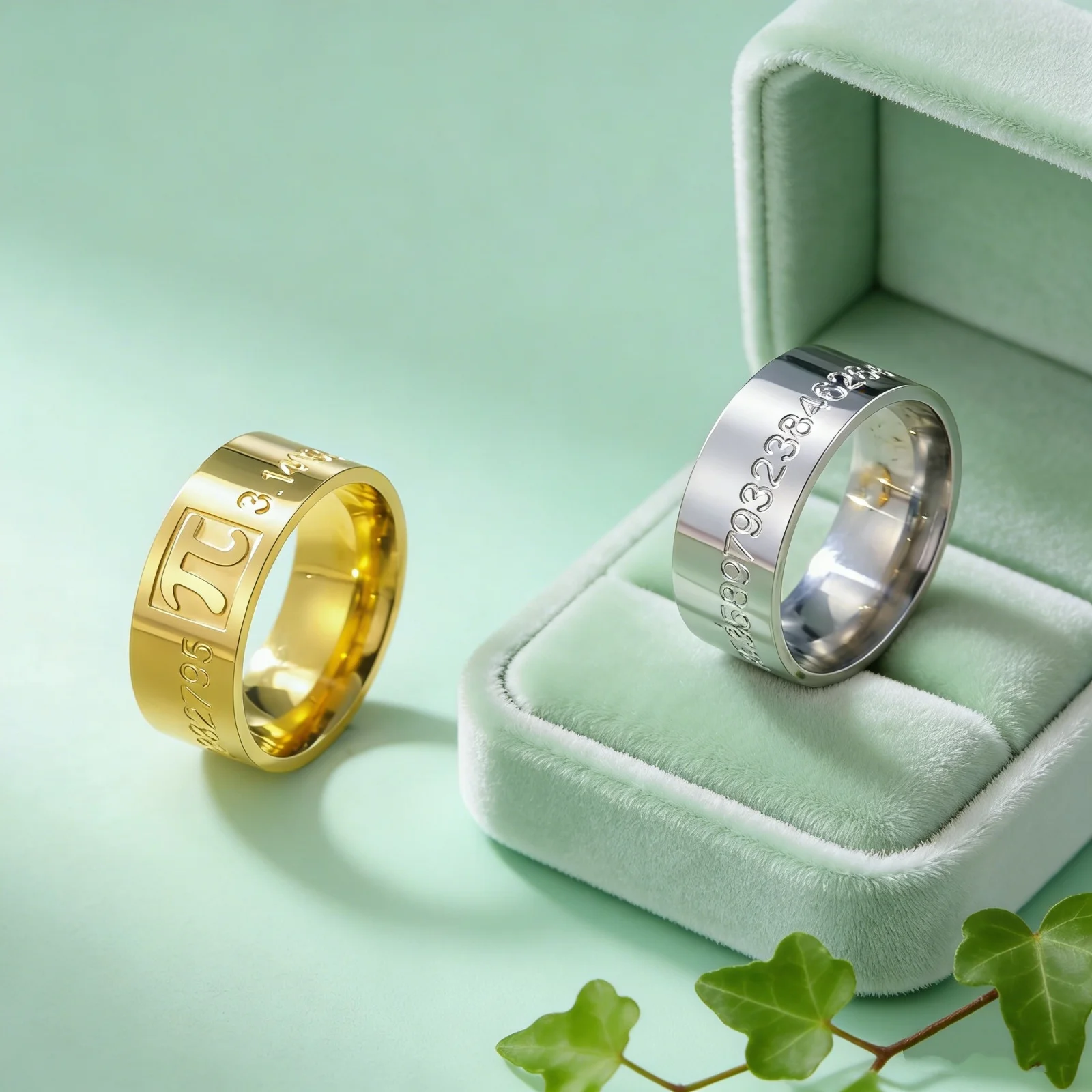 Mathematics Pi Symbol Ring 8MM Wide Men Women 3.14159 Greek Letter π  Stainless Steel Finger Rings Math Lovers Gift