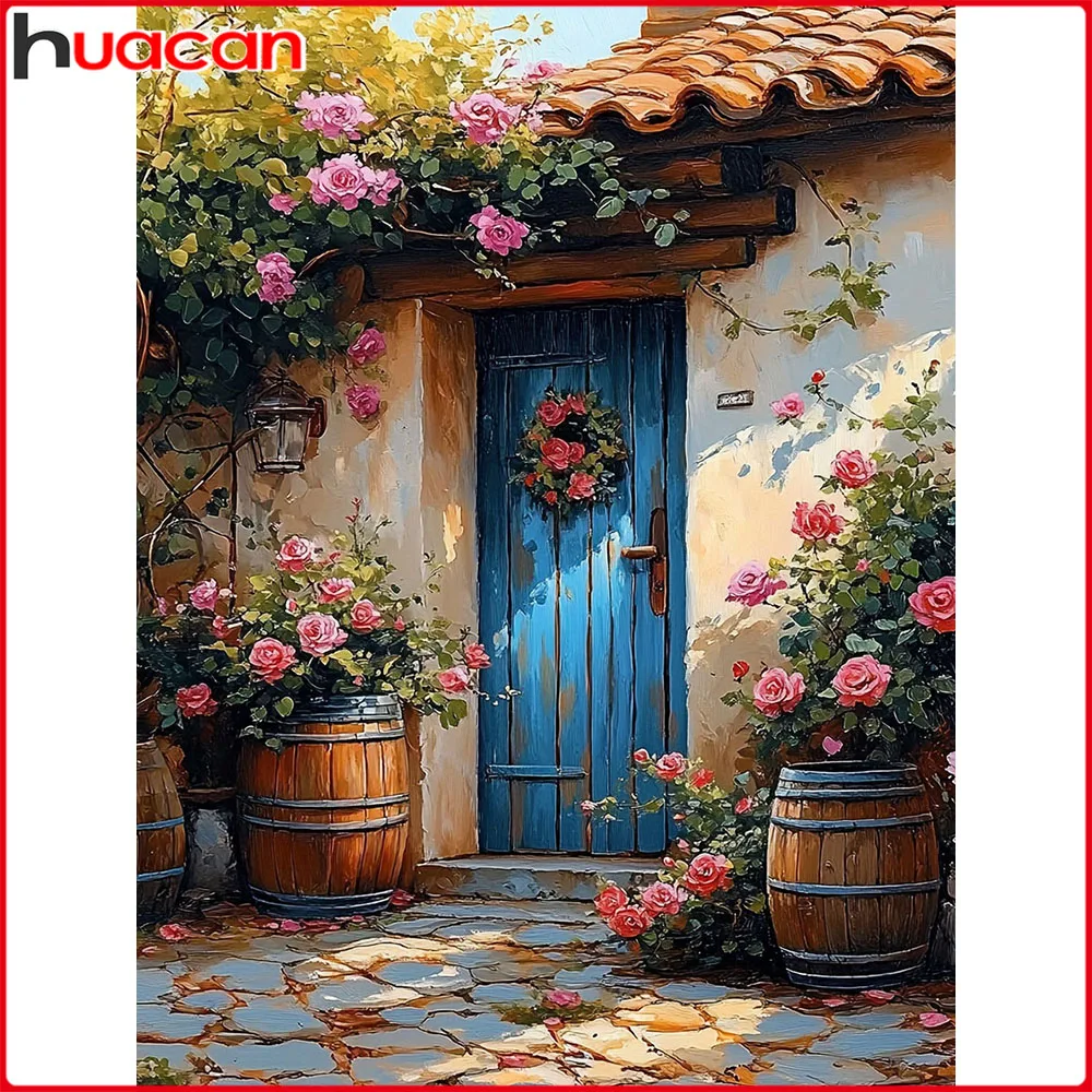 Huacan Neuheiten 2025, Diamant-Malerei, Haus, Blume, Diamant-Mosaik, Landschaft, komplettes Set, Bastelset