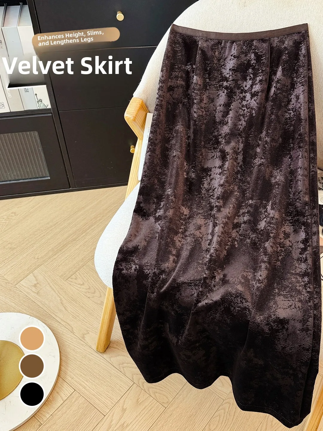 Korean Style High Waist A-Line Long Skirt Women's Embroidered Straight Cut Split Half-length Skirts Fashionable Commute