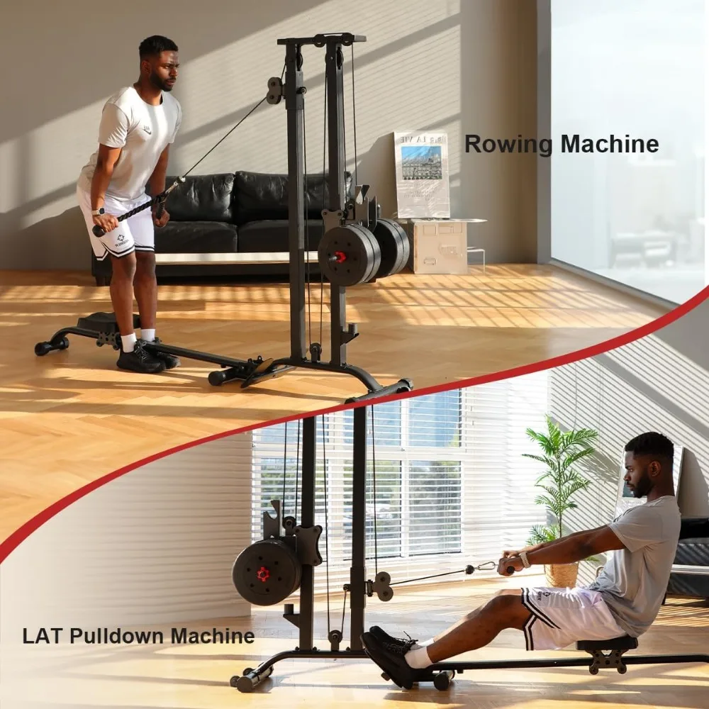 نظام صالة الألعاب الرياضية من TOUSAINS Home Cable: سعة وزن 330 رطلاً، مدرب مزدوج الوظائف مع آلة كروس آلة التجديف #2