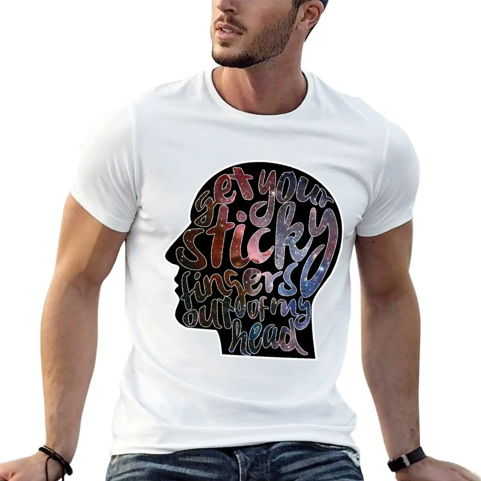 Get Your Sticky Fingers Out of my Head Galaxy T-Shirt Large Size Breathable Tee