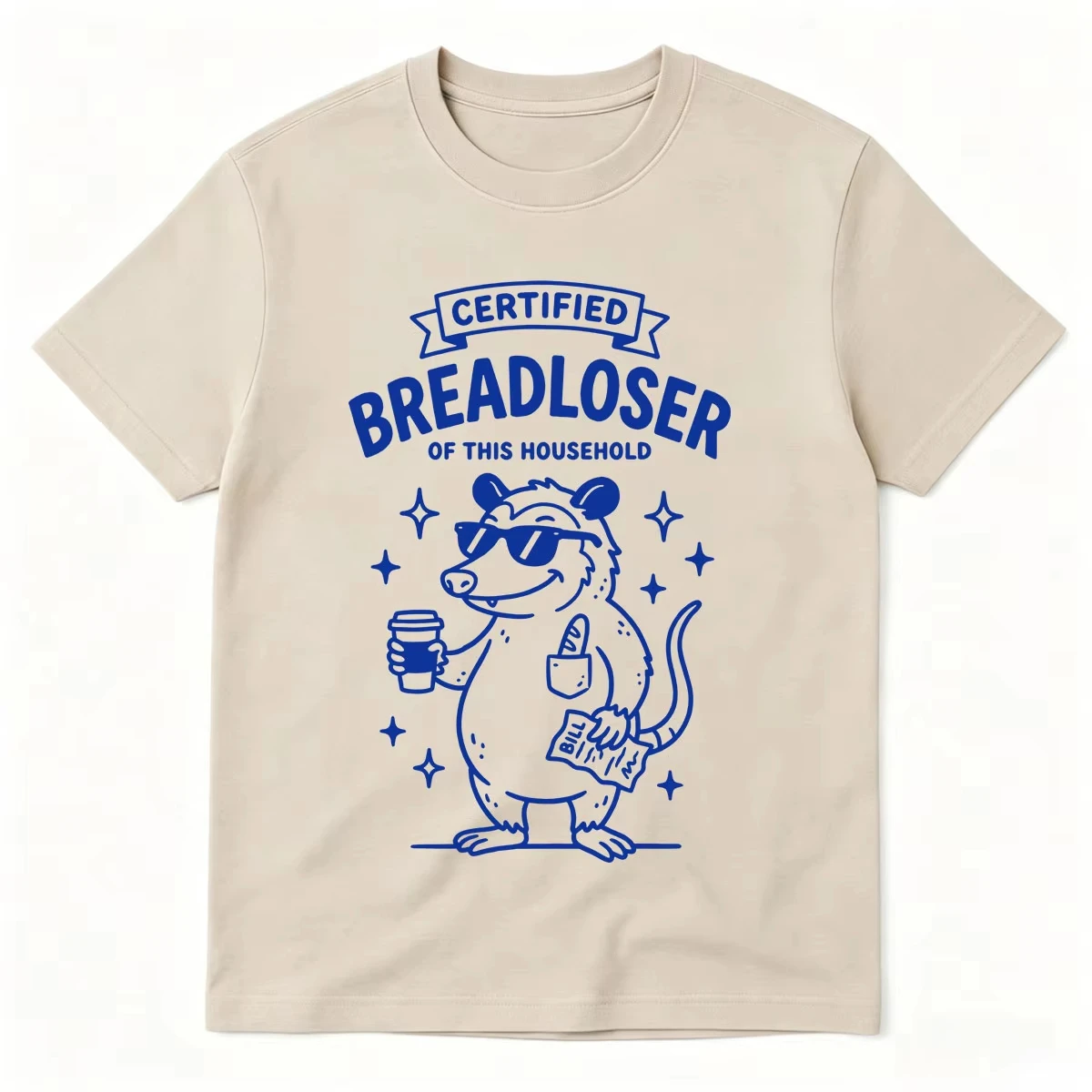 Certified Breadloser of This Household T-Shirt, Funny Rat Graphic T-shirts Men's Women Fashion Short Sleeve Oversized T Shirts