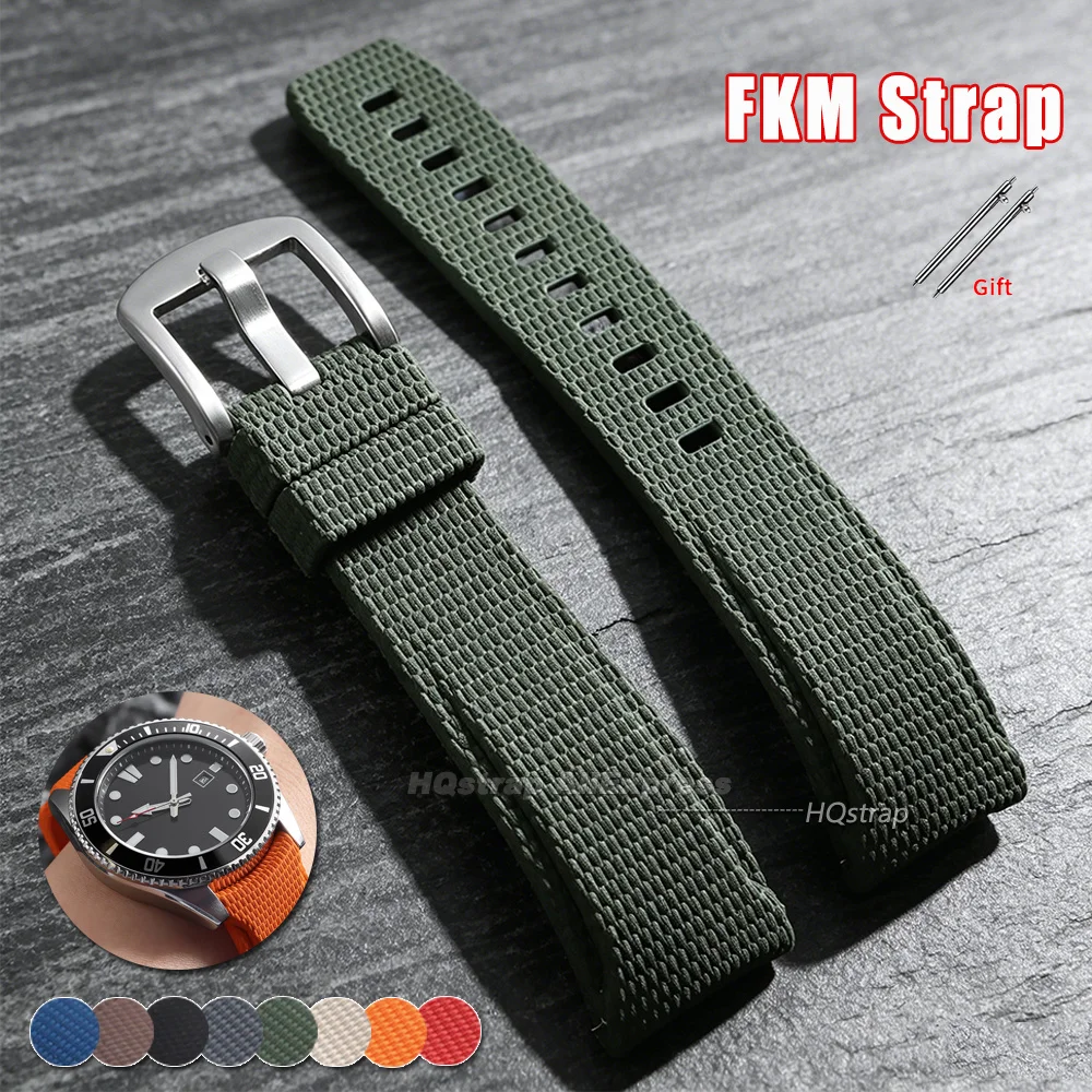 New Curved End FKM Rubber Watch Strap 20mm 21mm 22mm for Longines Watch Bracelet Quick Release Waterproof Wristband Accessories