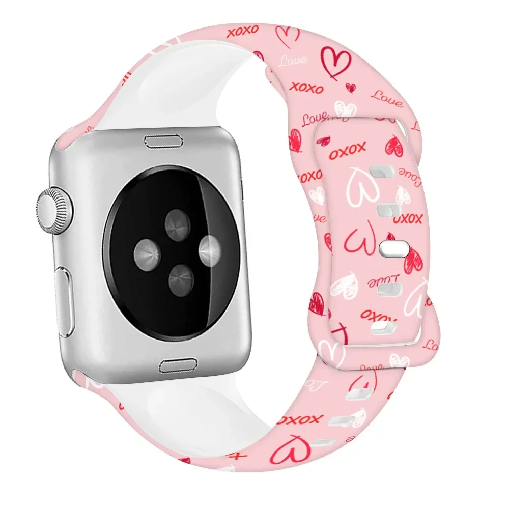 Valentine Day Silicone Strap For Apple Watch Strap Ultra 3 2 49mm 45mm 44mm 42mm 46mm Gift Bracelet iWatch 11 10 9 8 7 6 5 4 SE