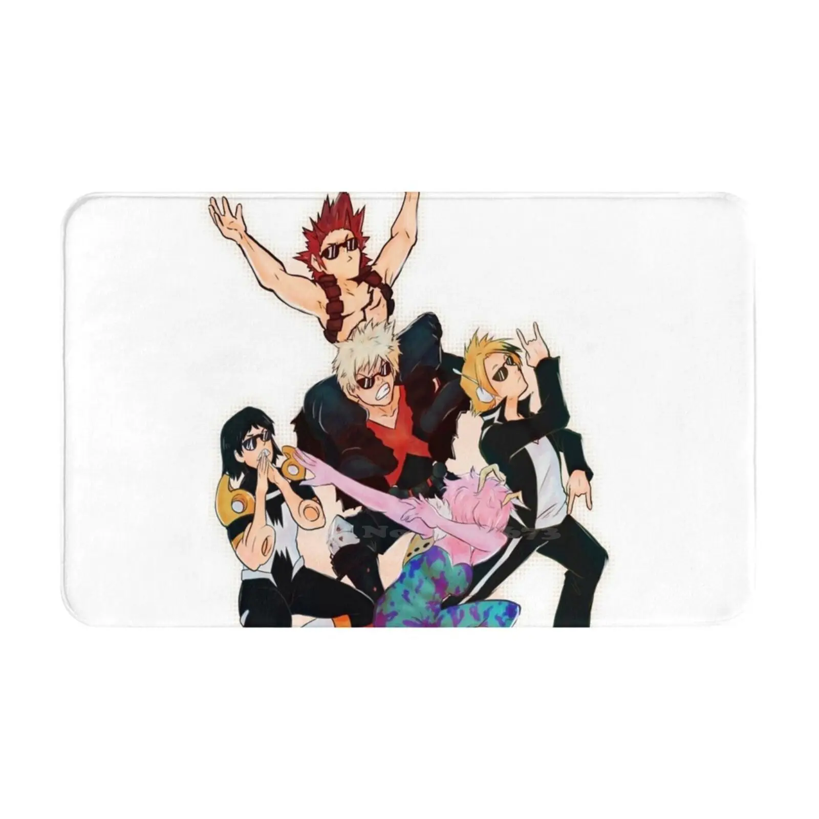 Memesquad Halftone 3D Soft Non-Slip Mat Rug Carpet Foot Pad Bakusquad Bakugo Katsuki Bnha Mina Ashido Denki Kaminari Sero Hanta