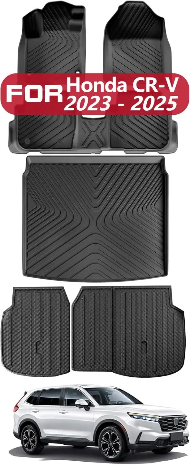 يتضمن الحصير الأرضية لهوندا CR-V CRV 2025 2024 2023 بطانات أرضية هجينة لجميع الأحوال الجوية لملحقات CRV الصف الأول والثاني TPE