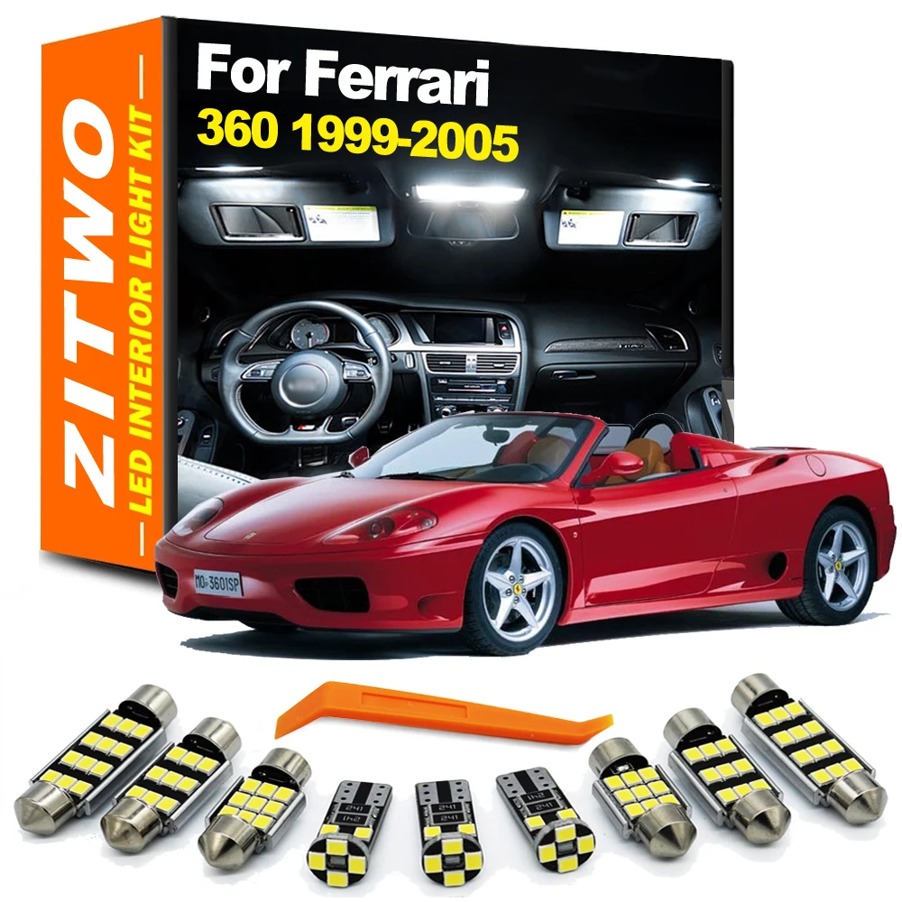 

ZITWO 8Pcs For Ferrari 360 Spider Modena 1995-1999 2000 2001 2002 2003 2004 2005 LED Bulb Reading Interior Light Kit Accessories