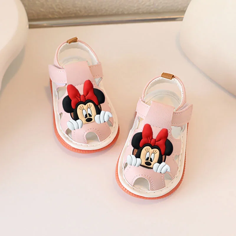 

Летняя новая детская писклявая обувь для малышей Disney с Микки Маусом, сандалии для мальчиков, пляжная обувь с говяжьими сухожилиями для девочек, кольцо будет кольцом