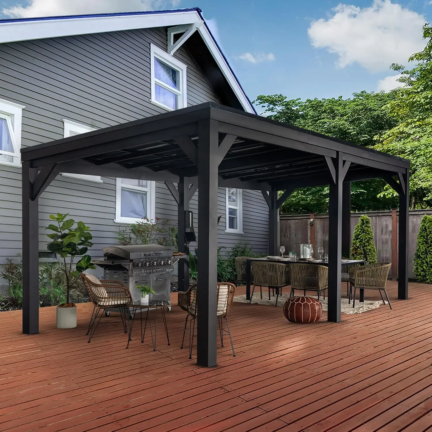 Stonebridge 20' x 9.5' Galvanized Steel Outdoor Gazebo Pavilion with Hardtop Slope Roof, Snow Load Support, Wind Resistance, Pow