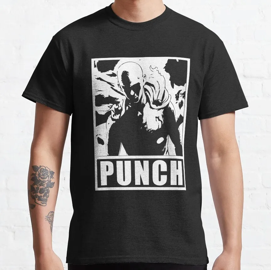 

Vintage ONE PUNCH-MAN Saitama One punch Funny japan manga Anime t shirt 100% cotton printed men's clothing plus size clothes