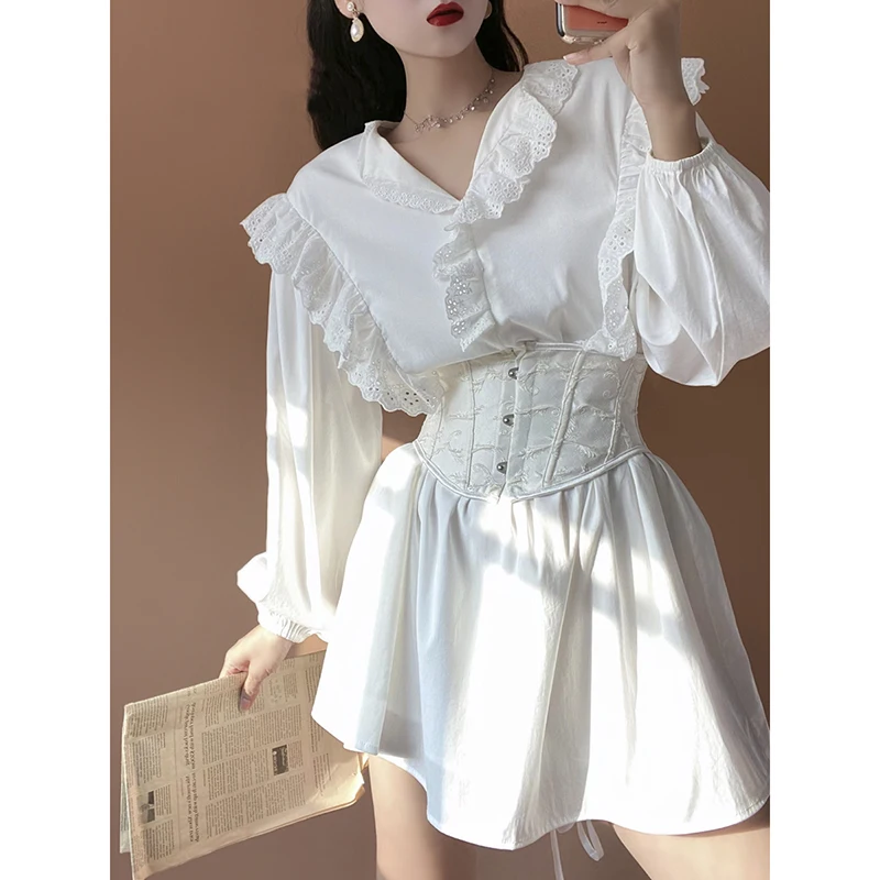 Sweet Halter Neck Lolita JSK Corset Mini Party Short Corset Gothic Cosplay Dark Corset  Underbust Waist Bandage Bustier