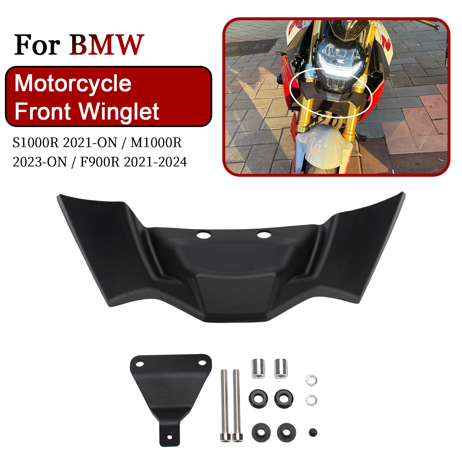 

1 Set Motorcycle Front Winglet For BMW S1000R 2021+ M1000R 2023-ON F900R 2021-2024 Downforce Naked Frontal Spoilers Accessories