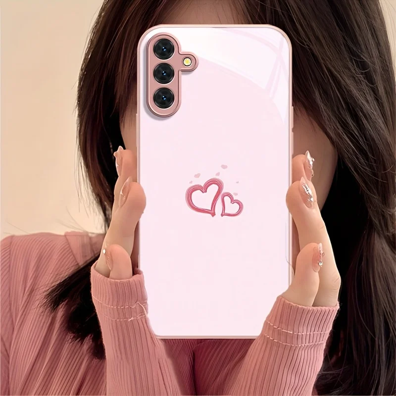 Versatile, And Durable Women'S Pink Glass Phone Case Suitable for Samsung for Galaxy S26/S25/S24/S23/S22/S21 and other models
