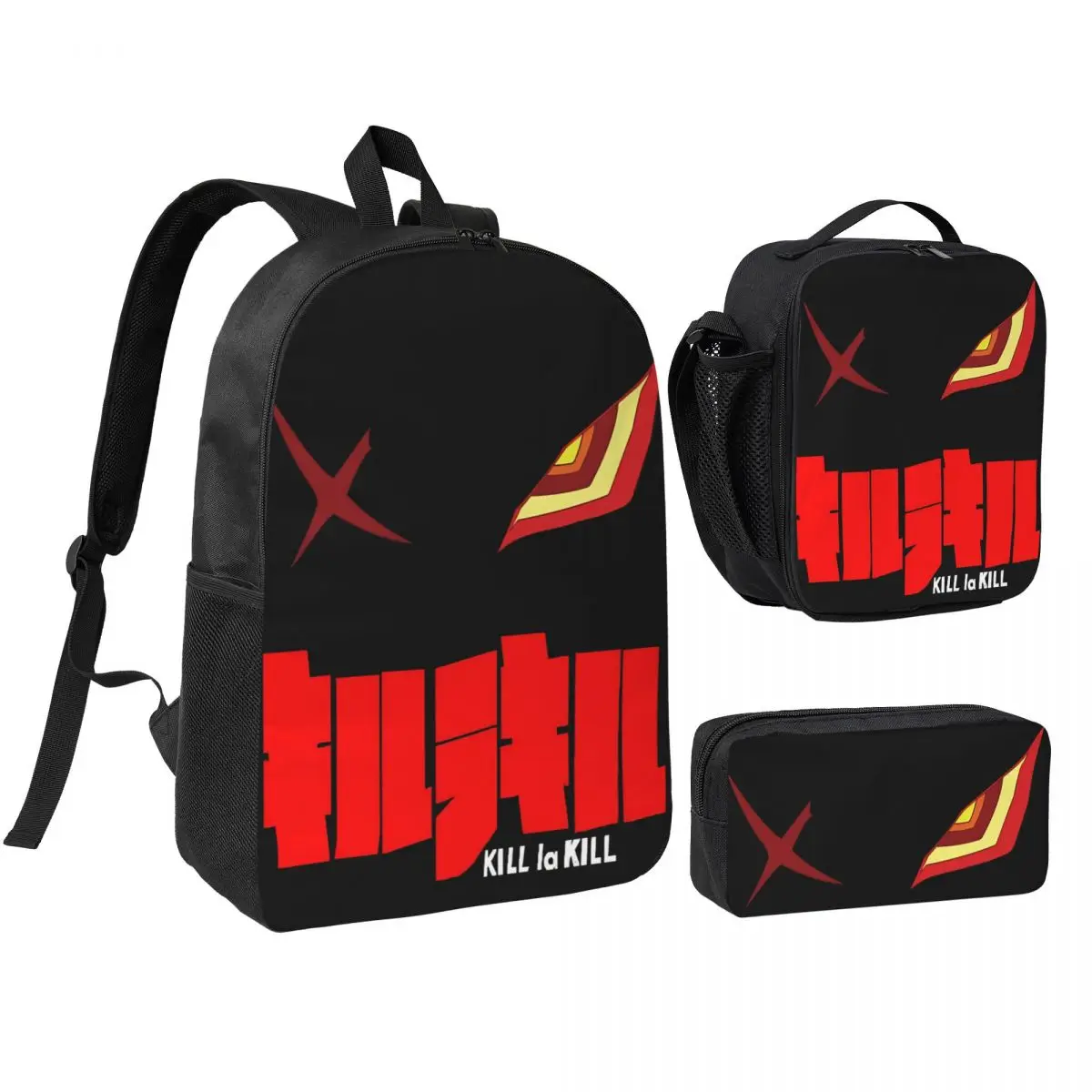 3Pcs Kill La Kill School bags Set for Kids Pen Bags Backpack Sets with Lunch Box For School Students Daypack