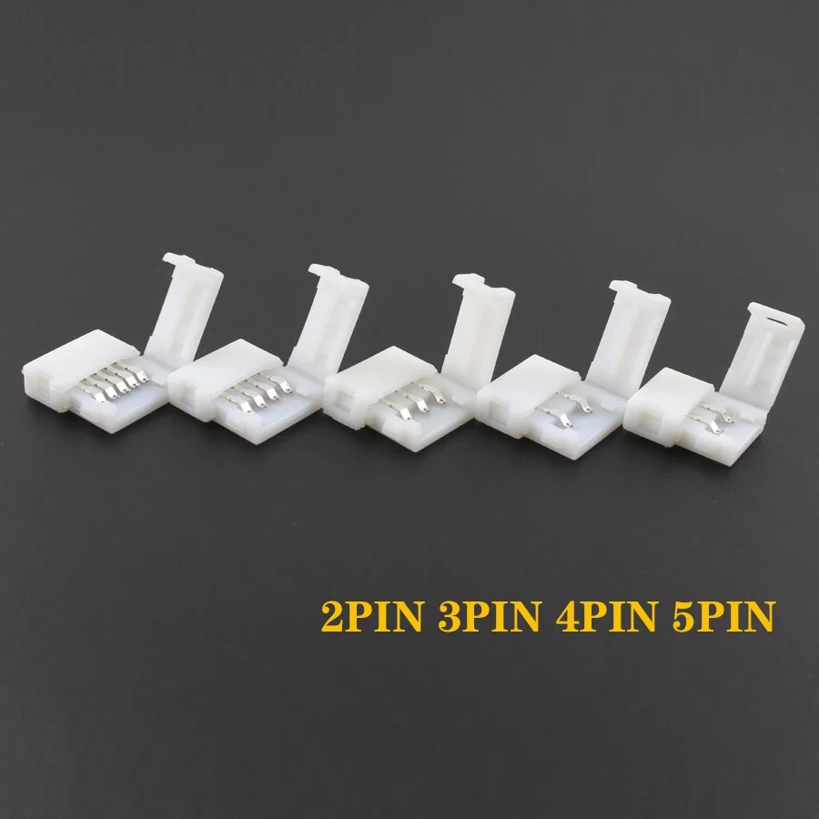 50PCS 8mm 10mm LED Strip Connector 2pin 3pin 4pin 5pin Connector for Single Color 2835 5050 RGB RGBW RGBWW LED Strip Light