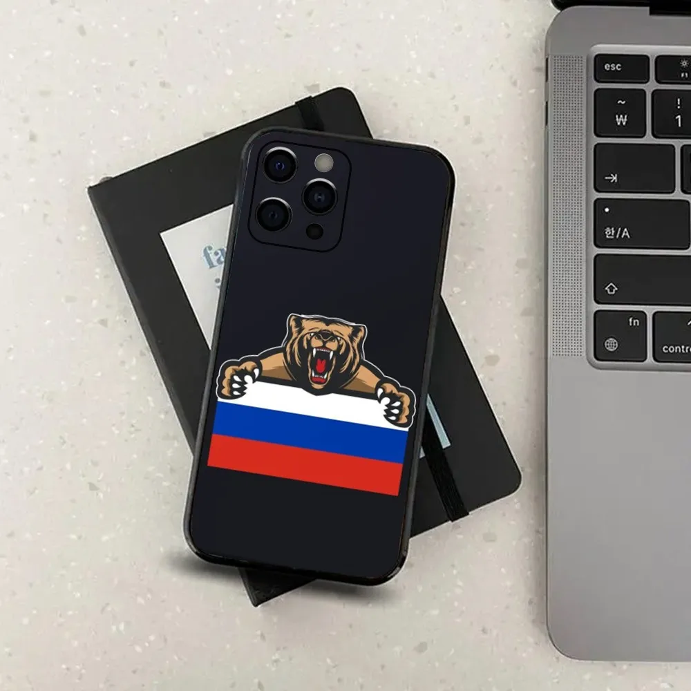 R-Russia Flag National Emblem Phone Case For Apple iPhone 15,14,13,12,11,Pro,X,XS,Max,XR,Plus,Mini Soft Black Cover