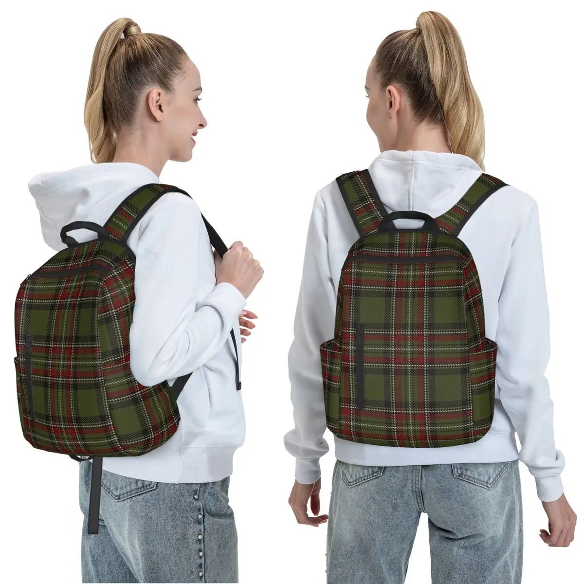 Classic Scottish Clan Tartan Plaid Backpack Daypack Large Capacity Children BookBag School Bag Shoulder Bags for Men Women