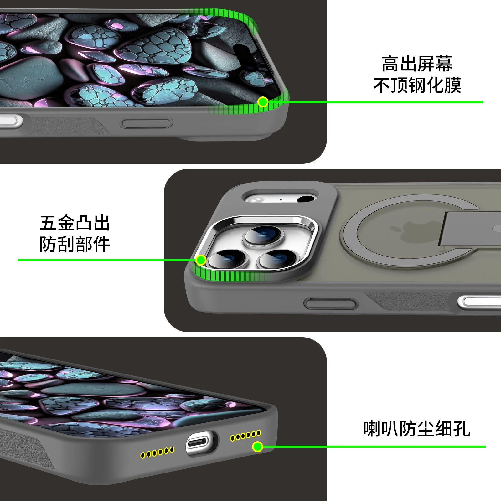 โปร่งแสงFrostedแม่เหล็กพับสําหรับiPhone 17Air 16E 16 15 14 Plus 13 12 11 17 Pro MaxสําหรับMagsafe Matte Cover