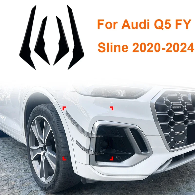 

Глянцевый черный автомобильный передний ветровой нож, спойлер, крыло, нож, спойлер, решетка, модификация для Audi Q5 FY Sline 2020-2024