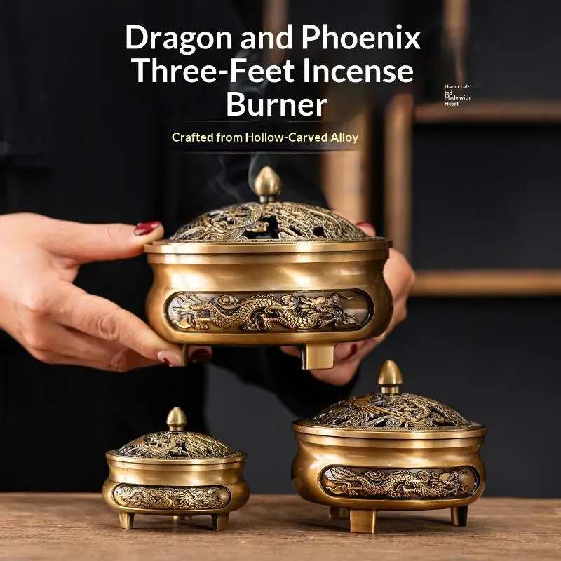 1Pcs Zinc Alloy Chinese Incense Burner Light Luxury Aroma Diffuser for Bedroom Living Room Spiritual Relaxation
