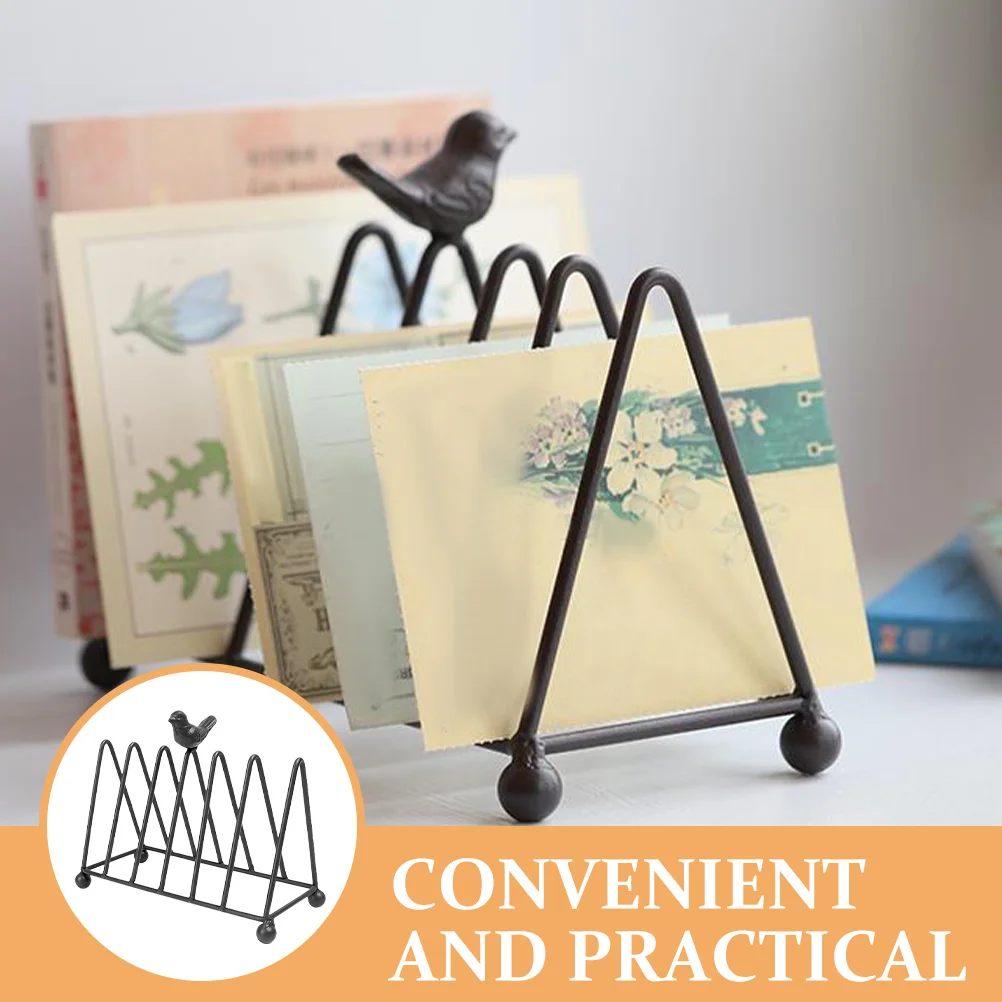 

Multifunctional Iron Art Bookshelf Desktop Storage Rack Triangular Divider Metal Book Holder Small Spaces Decorative