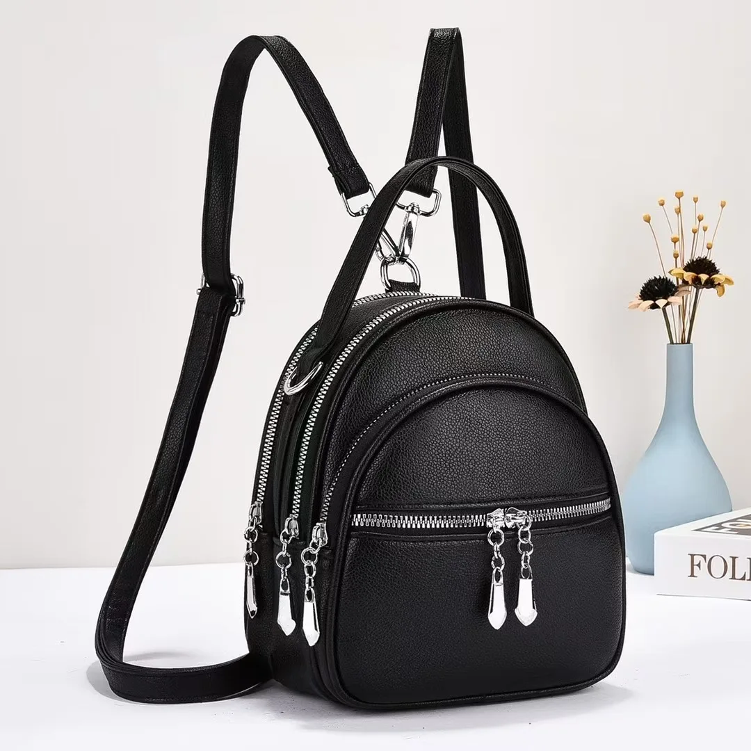 A High-Quality Multi-Functional Small Backpack for Ladies, a New Mini Handbag in Solid Color, with a Casual School Style