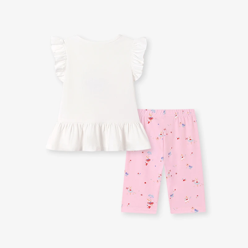 Little maven Baby Girls Children's Clothing Kids Clothes 2026 Summer New Cotton Sets Cartoon Rabbits T Shirts Tops+Pants