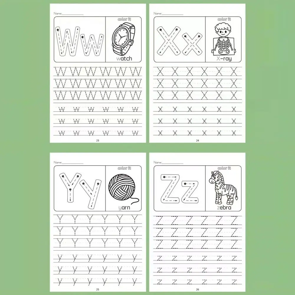 26 Letters Montessori Learning Teaching Aids Test Book A-Z Uppercase and Lowercase Writing Workbook 32-Page Book