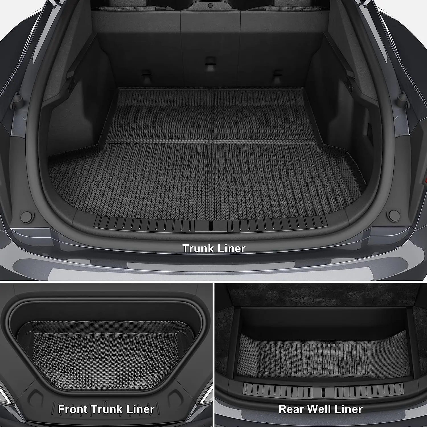 Fit 2021 2022 2023 Tesla Model S Floor Mats Cargo Mat Trunk Mat Cargo Liner Frunk Mat TPE All Weather Waterproof Mat Waterproof