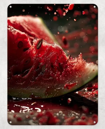 Sliced Refreshing Watermelon Metal Poster Wall Sign Man Cave Shed Home Kitchen --Tin Sign