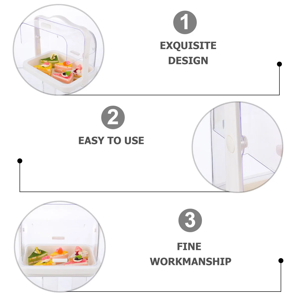 

1Pcs Handheld Cake Tasting Cover Portable Clamshell Cake Display Box Double Opening Dustproof Tray Fruit Bread Carrier