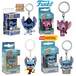FUNKO POP Disney Angel ELVIS STITCH IN BATHTUB Summer Stitch Keychain Toy TIKI STITCH LILO Vinyl Figure Pocket Pop Keyring Toys