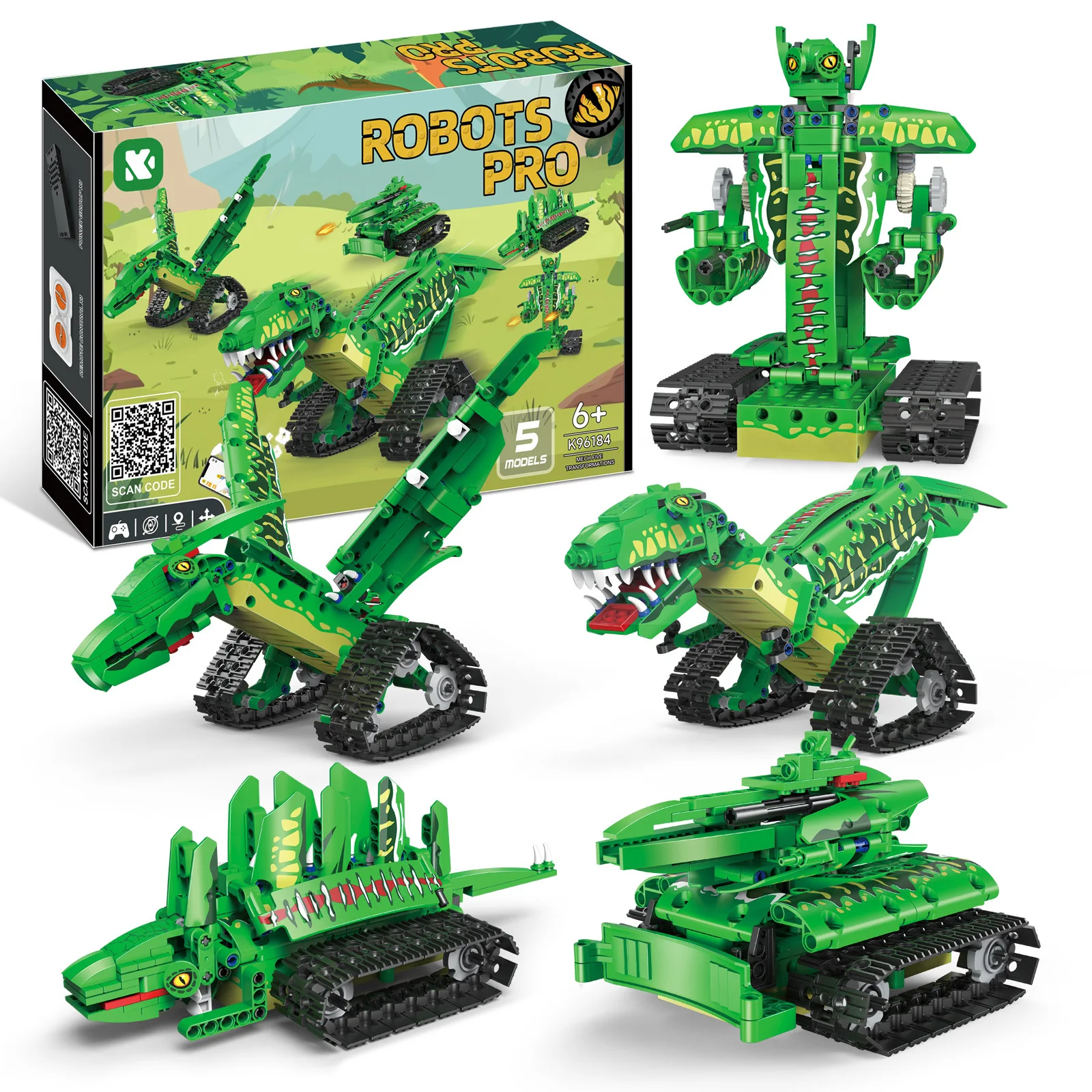New 5-in-1 Transformable Dinosaur Building Kit - Mechanical Tyrant Robot - Compatible with Major Brick Systems