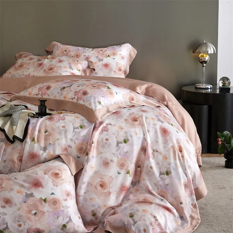 

Dreamer 2025 New Pattern 60S LF Tencel Customized Bedding Set Wholesale Duvet Cover Lyocell Digital Printing Flower Home Linens