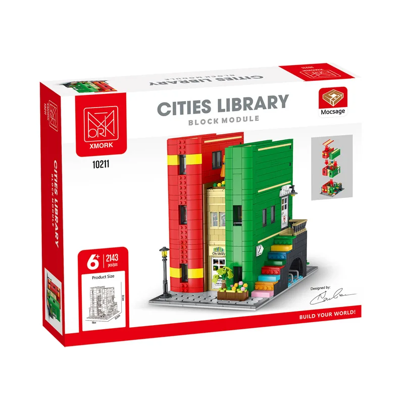 IN STOCK 10211 City Book Library Street View Model MOC Idea Construction Brick Assembling Kids Toys Birthday Gift Set