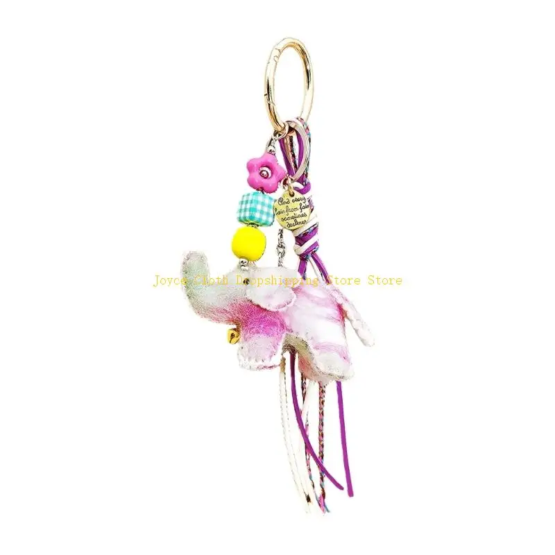 Artisanal Nepalese Felt Elephant Pendant Measuring 22cm For Bag Purse Accessory 10CD